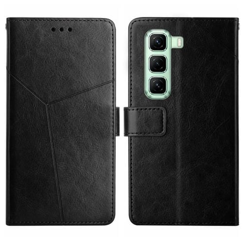 Funda de Cuero con Tapa y Patrón en Forma de Y para Infinix Hot 50 Pro+ 4G (Negra)