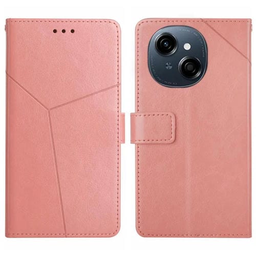 Funda de Cuero con Tapa y Patrón en Forma de Y para Tecno Pop 9 4G / Spark Go 2025 4G (Rosa)