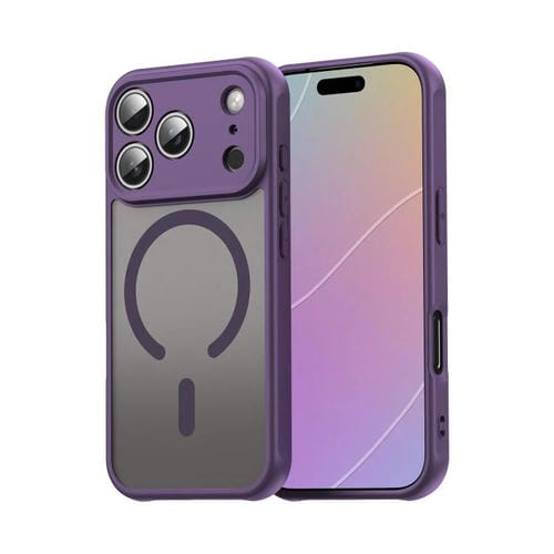 Funda híbrida de TPU y PC esmerilada Magsafe para iPhone 17 Pro Fan Dun Series (morada)