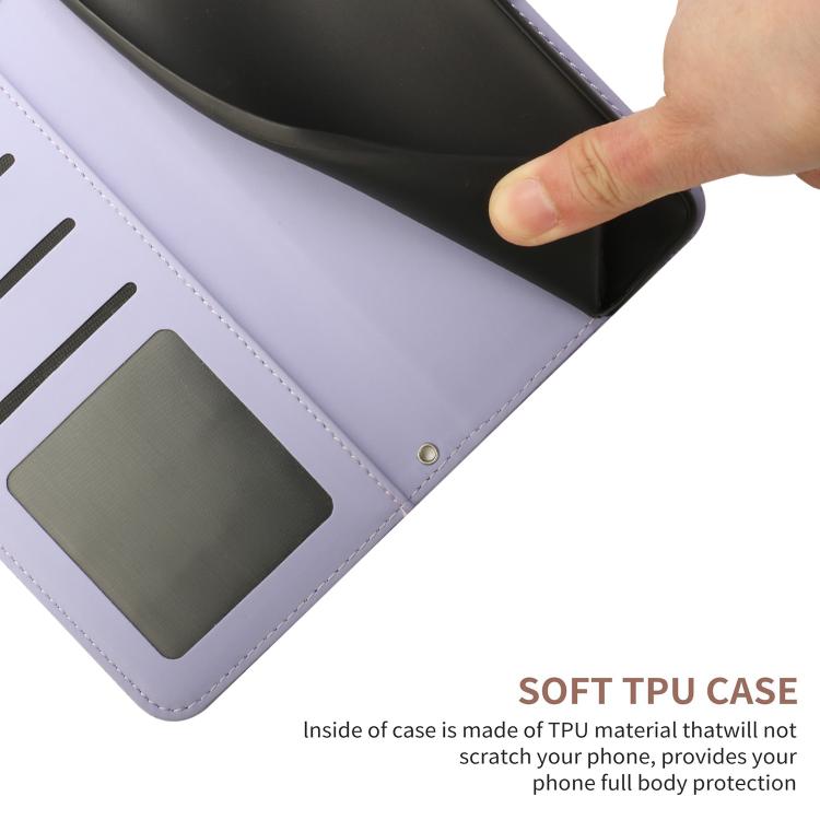 Funda de cuero con tapa y diseño de mariposas en relieve para Infinix Smart 10 4G / Tecno Pop 10 (morado)