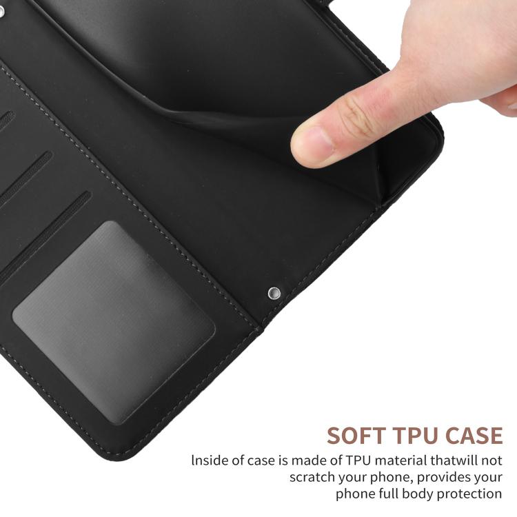 Funda de cuero con tapa y diseño de mariposas en relieve para Infinix Smart 10 Plus 4G (negra)