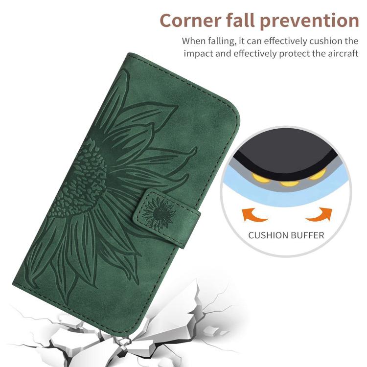 Funda de Cuero con Tapa y Cordón para Infinix Hot 50 Pro 4G con Diseño de Girasol (Verde)