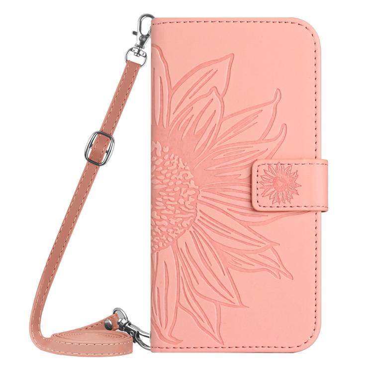 Funda de Cuero con Tapa y Cordón para Infinix Hot 50 4G con Diseño de Girasol (Rosa)