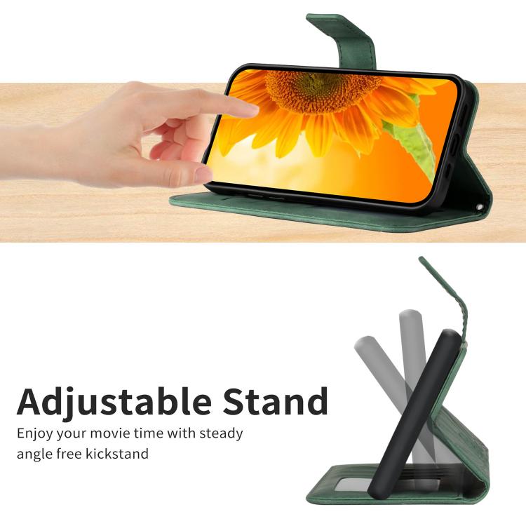 Funda de cuero con tapa y cordón para Infinix Smart 10 4G / Tecno Pop 10, con diseño de girasol en relieve y tacto suave (verde)