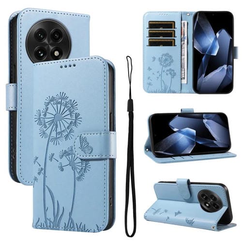 Funda de Cuero con Tapa para OnePlus 13 Diseño Diente de León (Azul Cielo)