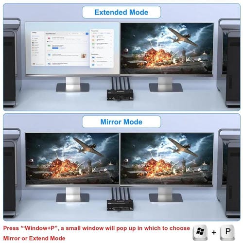 Conmutador KVM KC-KVM8202 de Dos Monitores USB 3.0 HDMI 8K 60 Hz con Dos Puertos Enchufe Australiano