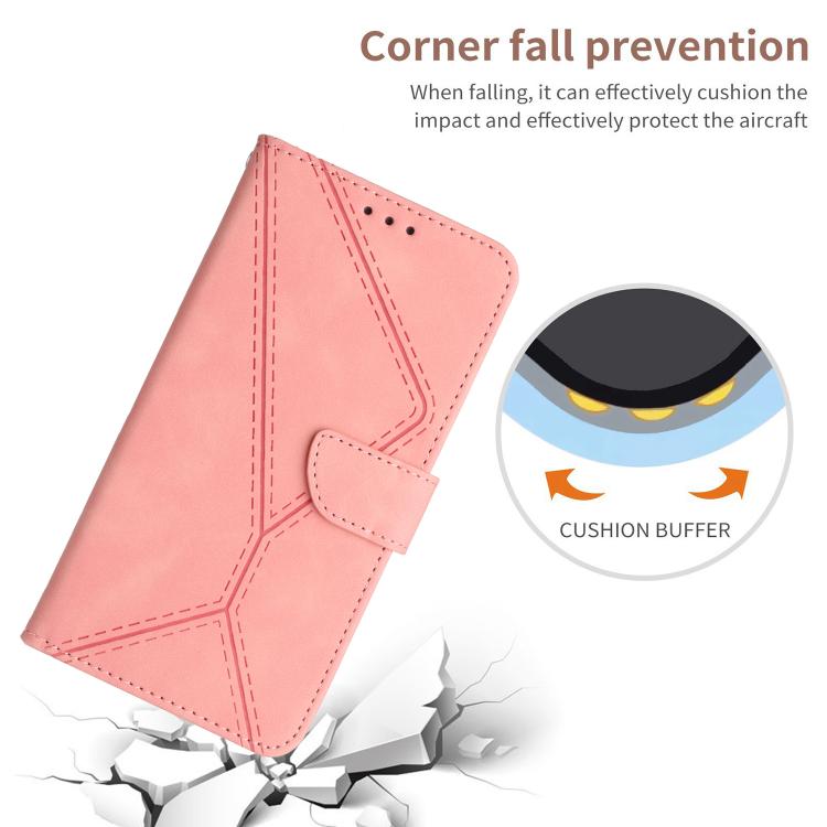 Funda de cuero con relieve y costuras para Infinix Smart 10 4G / Tecno Pop 10 (rosa)