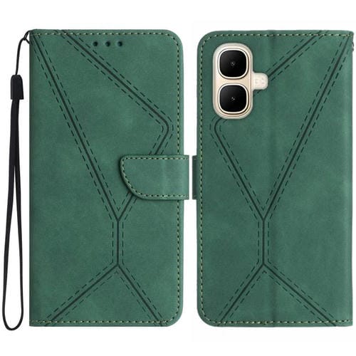 Funda de cuero con relieve y costuras para Infinix Smart 10 4G / Tecno Pop 10 (verde)