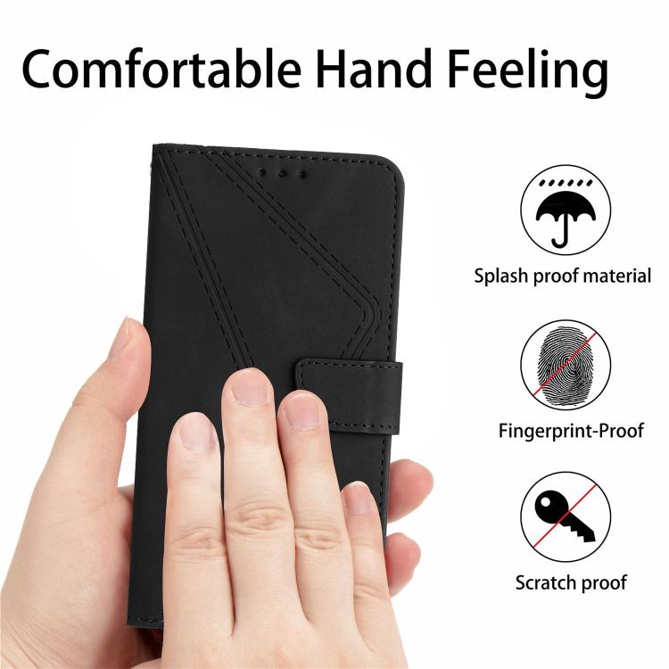 Funda de cuero con relieve y costuras para Infinix Smart 10 4G / Tecno Pop 10 (negra)