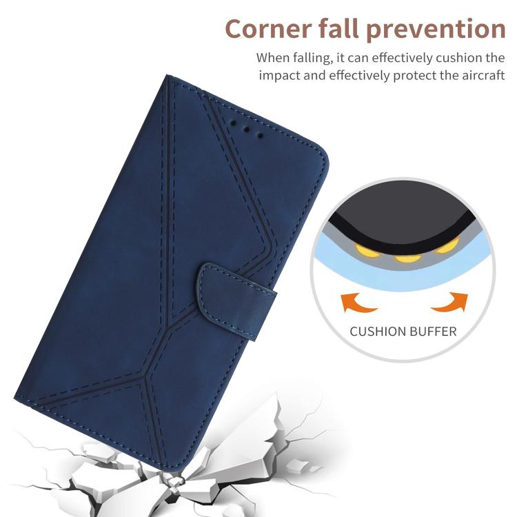Funda de cuero con relieve y costuras para Infinix Smart 10 4G / Tecno Pop 10 (azul)