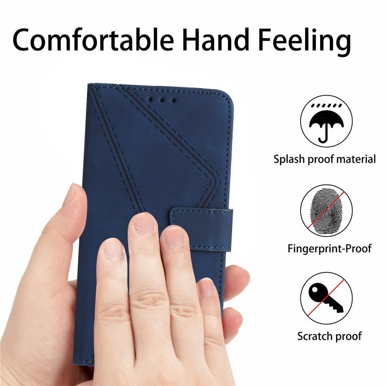 Funda de cuero con relieve y costuras para Infinix Smart 10 4G / Tecno Pop 10 (azul)