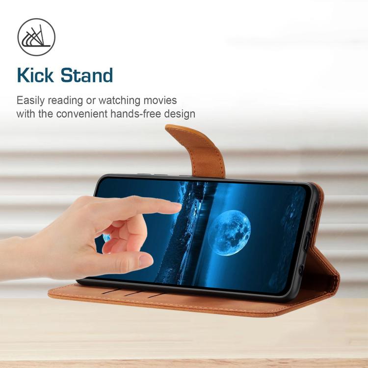 Funda de cuero con relieve y costuras para Infinix Smart 10 Plus 4G (marrón)