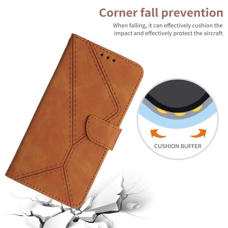 Funda de cuero con relieve y costuras para Infinix Smart 10 Plus 4G (marrón)