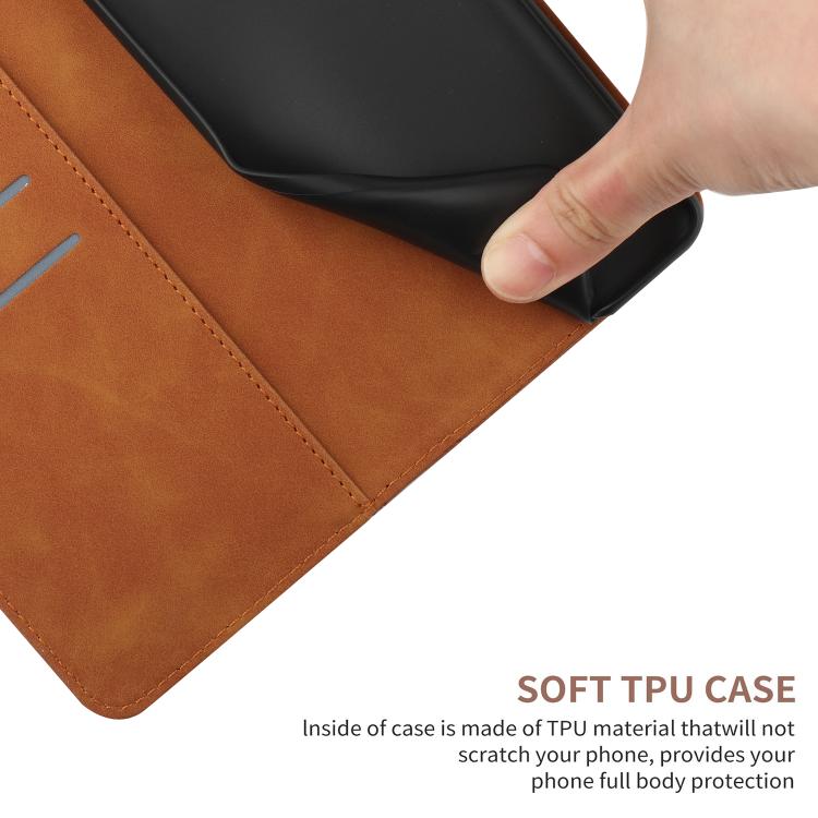 Funda de cuero con relieve y costuras para Infinix Smart 10 Plus 4G (marrón)