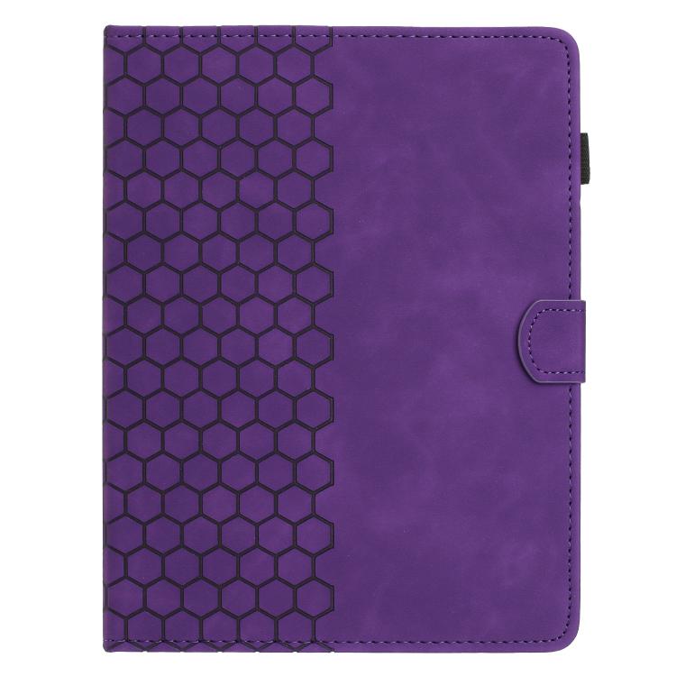 Funda para Tableta Inteligente de Cuero con Relieve de Panal 10 Pulgadas (Morado)