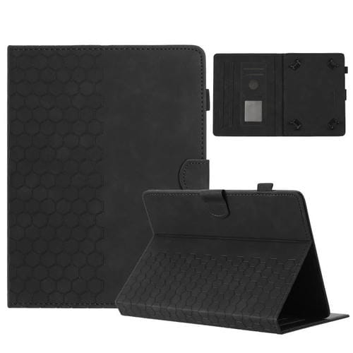 Funda para Tableta Inteligente Cuero Relieve Panal 10 Pulgadas (Negra)