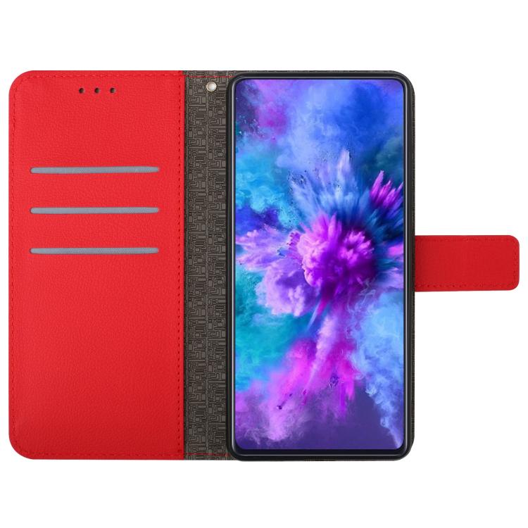 Funda de cuero con textura de cuadrícula rómbica para Infinix Smart 10 Plus 4G (roja)