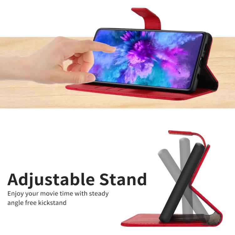 Funda de cuero con textura de cuadrícula rómbica para Infinix Smart 10 Plus 4G (roja)