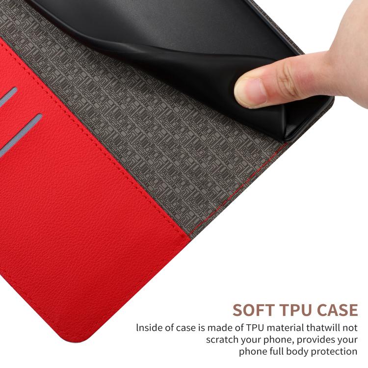 Funda de cuero con textura de cuadrícula rómbica para Infinix Smart 10 Plus 4G (roja)