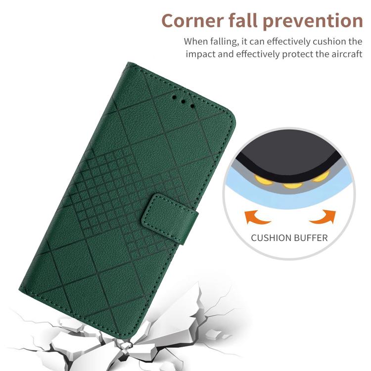 Funda de cuero con textura de cuadrícula rómbica para Infinix Smart 10 Plus 4G (verde)