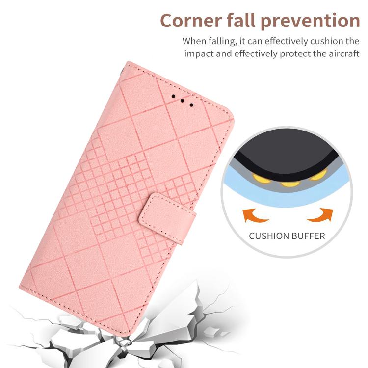 Funda de cuero con textura de cuadrícula rómbica para Infinix Smart 10 4G / Tecno Pop 10 (rosa)