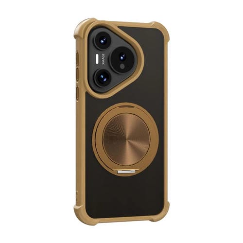 Funda para Teléfono Huawei Pura 70 con Soporte Giratorio 360 Grados y Textura Cd Magsafe (Dorada)