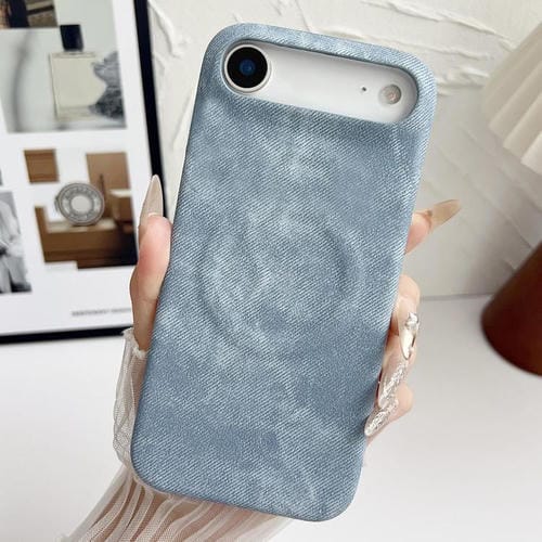 Funda magnética de PC y PU para iPhone 17 Air Denim MagSafe (azul claro)