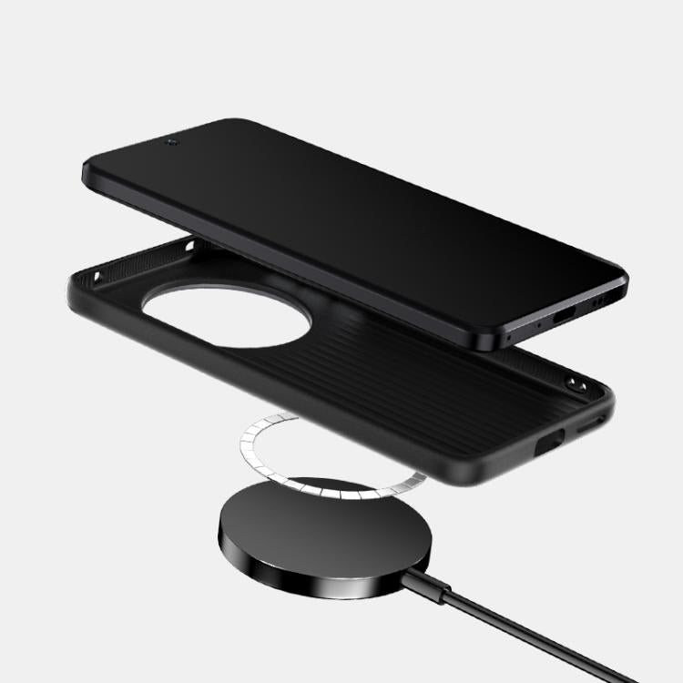 Funda de Piel Auténtica Magsafe con Micrograbado 6D y Diseño Abeel Beast para Huawei Mate 60 (Negra)