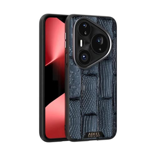 Funda de piel auténtica con diseño de bestia ABBEEL 6D y micrograbado MagSafe para Huawei Pura 80 Pro 5G / 80 Pro+ 5G (azul)