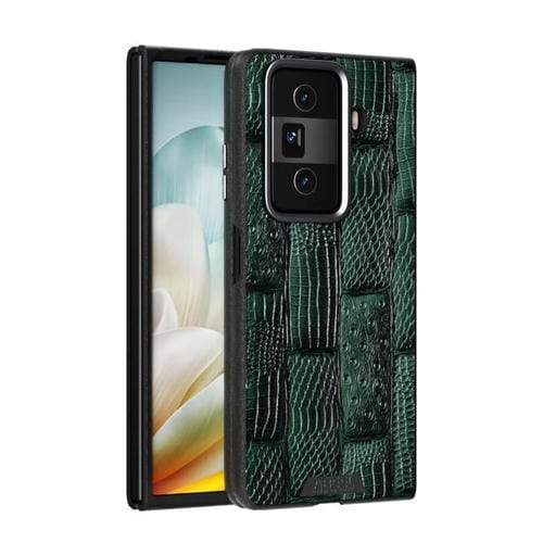 Funda de Cuero Genuino Magsafe con Micrograbado 6D Diseño Abeel Beast para Honor Magic Vs3 (Verde)