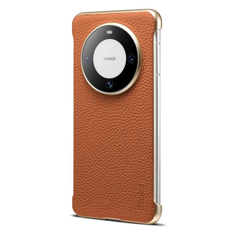 Funda Magsafe Huawei Mate 60 Pro Denior A20 Piel Auténtica Textura Lichi (Marrón)