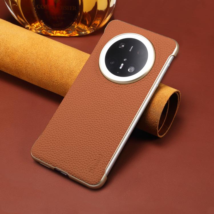 Funda Magsafe Huawei Mate 60 Pro Denior A20 Piel Auténtica Textura Lichi (Marrón)