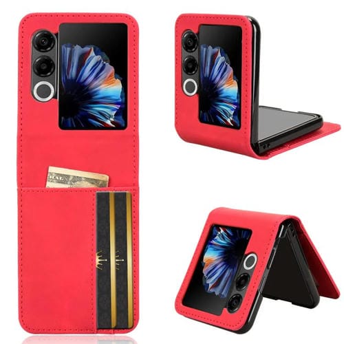 Funda Plegable ZTE Nubia Flip2 con Ranura para Tarjetas y Diseño de Piel (Roja)