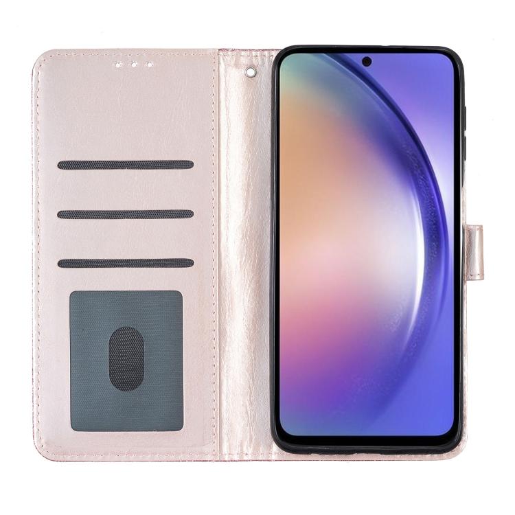 Funda de Cuero con Tapa y Purpurina para OnePlus 13 (Oro Rosa)