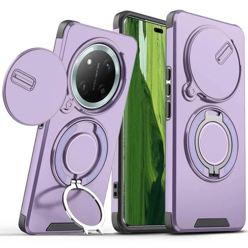 Funda Deslizante con Anillo Protector de Cámara para Honor X60 Pro (Morada)