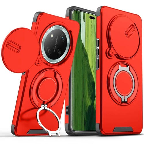 Funda Deslizante con Anillo Protector de Cámara para Honor X60 Pro (Roja)