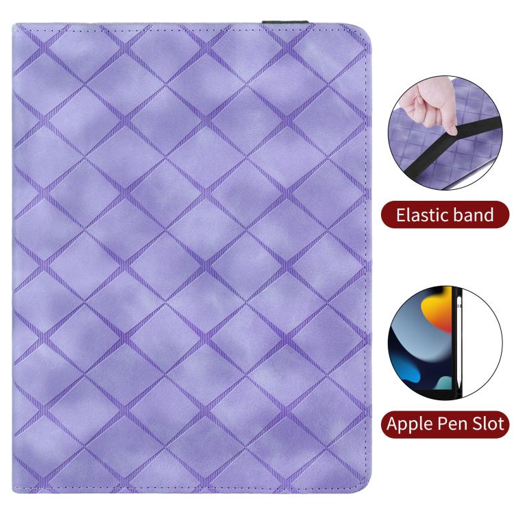 Funda de cuero con relieve de rombos para Xiaomi Redmi Pad 2 (morada)