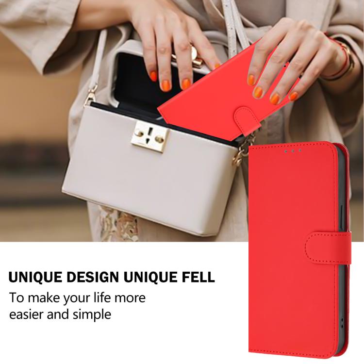 Funda de piel con cordón para Samsung Galaxy M56 5G, color liso y tacto suave (rojo)