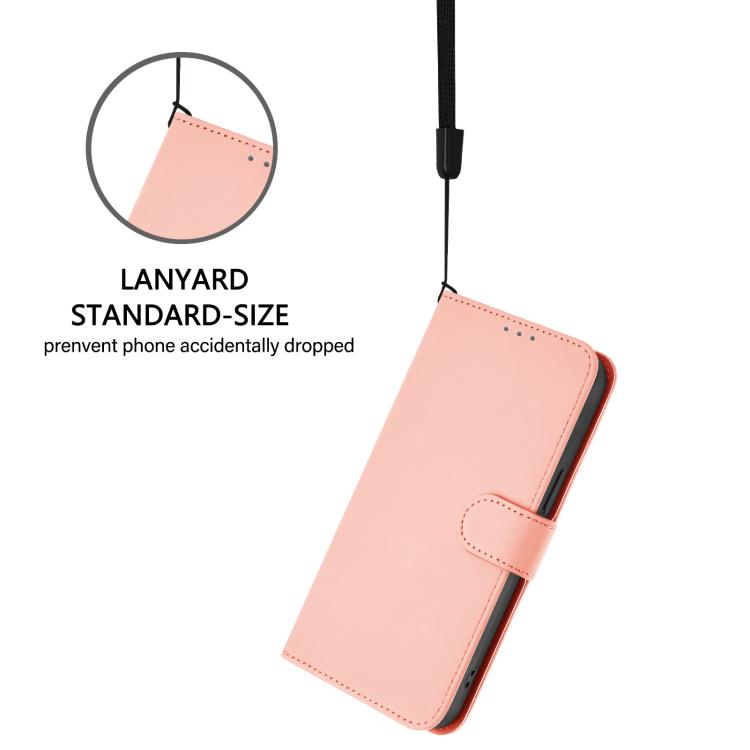 Funda de piel con textura de color liso y cordón para Samsung Galaxy M56 5G (rosa)