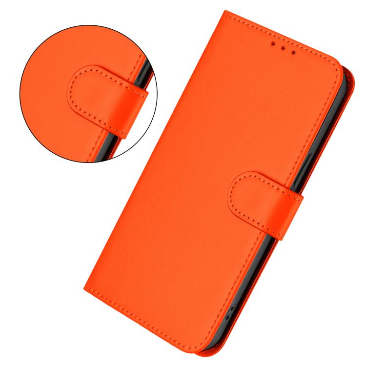 Funda de piel con textura de color liso y cordón para Samsung Galaxy M56 5G (naranja)