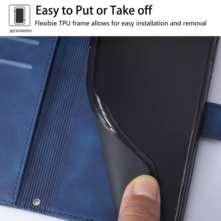 Funda de cuero con tapa y relieve 3D para Samsung Galaxy M56 5G (azul)