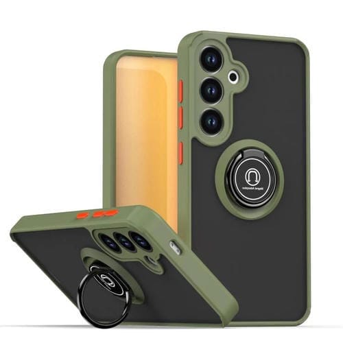 Funda de TPU + PC con aro para Samsung Galaxy S25+ / S24+ 5G Q Shadow 1 Series (verde militar)