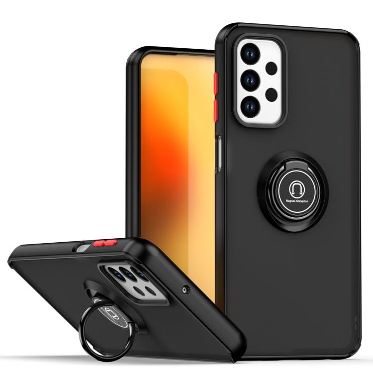 Funda de TPU + PC con anillo para Samsung Galaxy M23 / F23 / A23 4G Q Shadow 1 Series (negro y rojo)