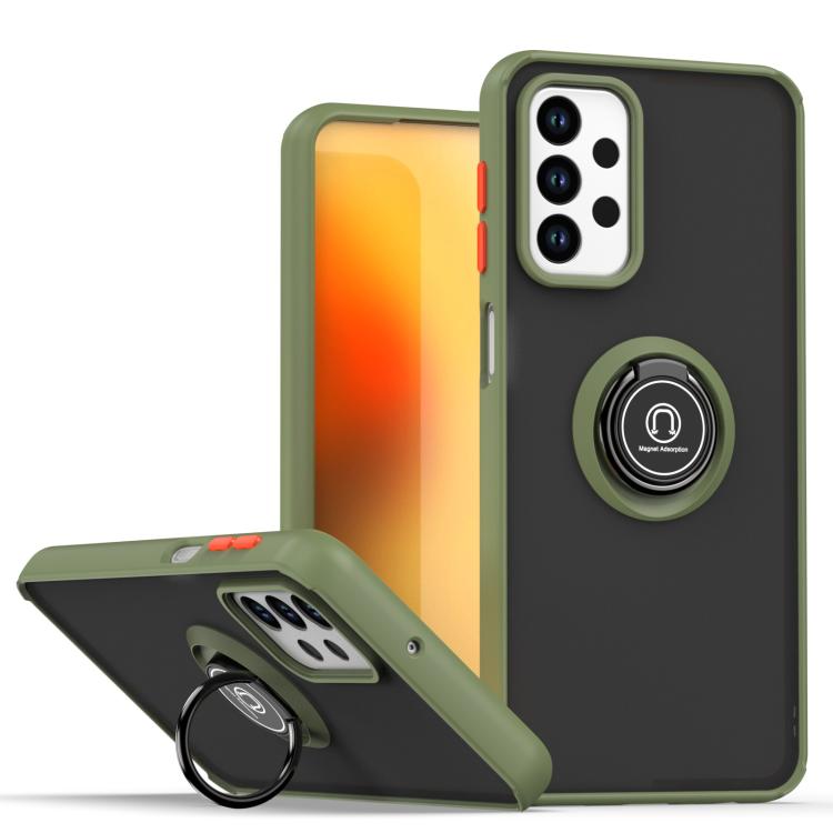 Funda de TPU + PC con anilla para Samsung Galaxy M23 / F23 / A23 4G Q Shadow 1 Series (verde militar)