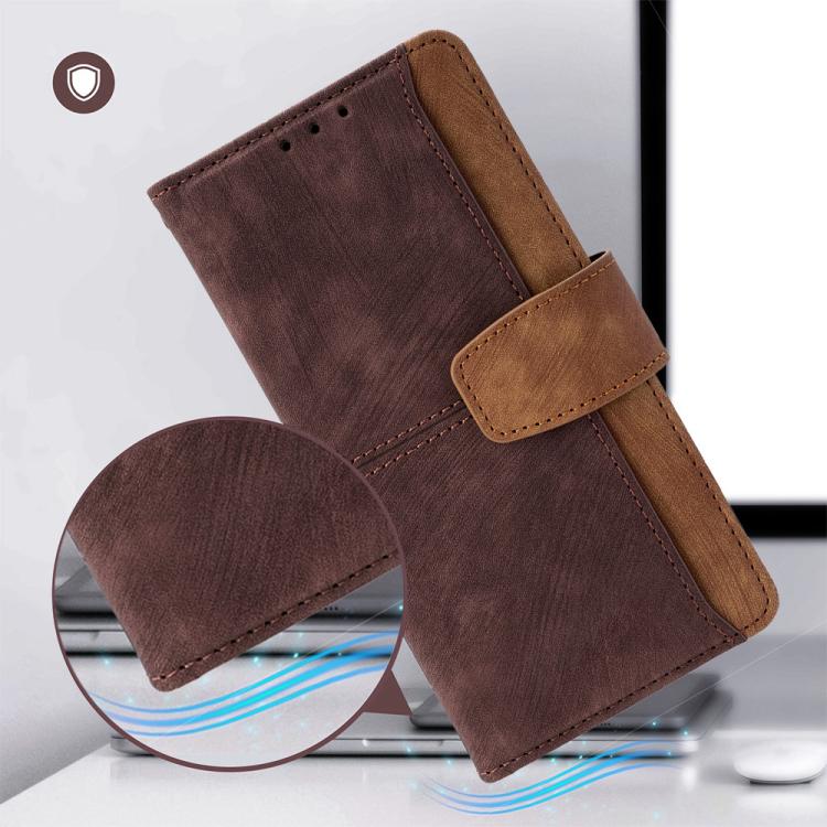 Funda de cuero con textura de piel y bloqueo RFID para Redmi A5 4G (171,7 mm) (marrón)