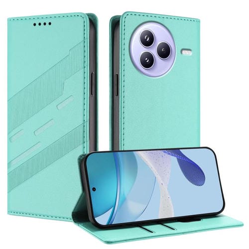 Funda de cuero retro con relieve para Xiaomi Civi 5 Pro (verde menta)