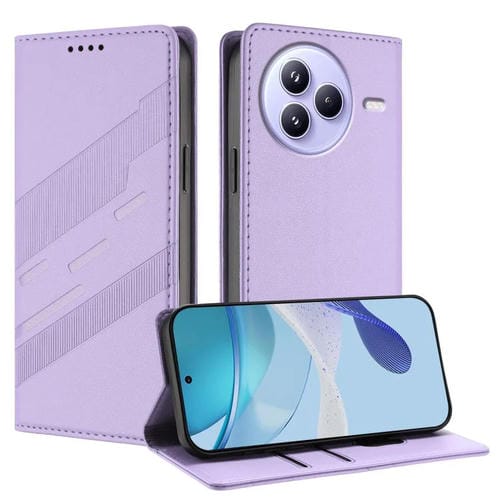 Funda de cuero retro con relieve para Xiaomi Civi 5 Pro (morado claro)