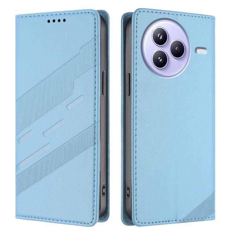 Funda de cuero retro con relieve para Xiaomi Civi 5 Pro (azul claro)