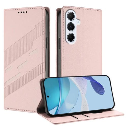 Funda de cuero retro con relieve para Samsung Galaxy A17 5G (rosa)