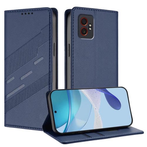 Funda de cuero retro con relieve para Samsung Galaxy XCover 7 Pro (azul oscuro)